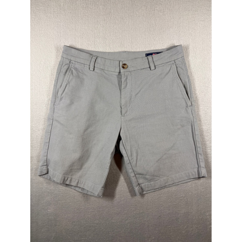 Vineyard Vines Breaker Shorts Mens 31 Grey White Micro Pattern Cotton Stretch